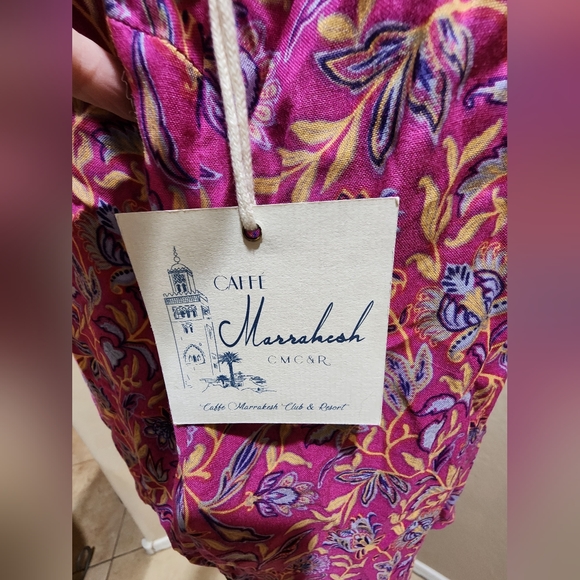 Cafe Marrakesh Pintuck Pink floral Sleeveless Collar button-up Top NWT L - Picture 5 of 7